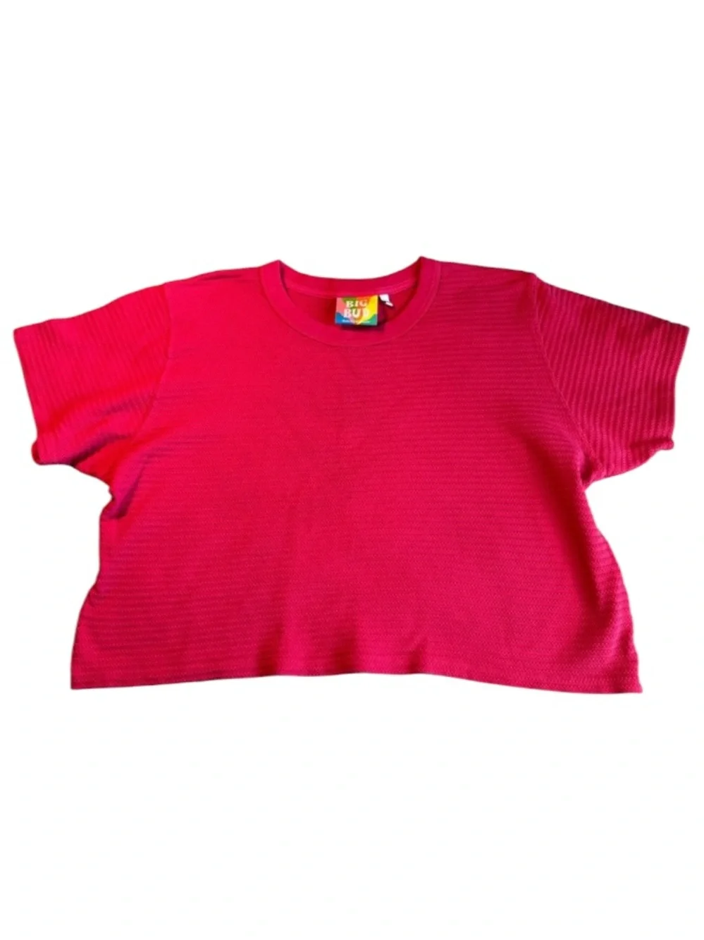 NWOT Big Bud Press Honeycomb Crop Tee Hot Pink Size Medium
